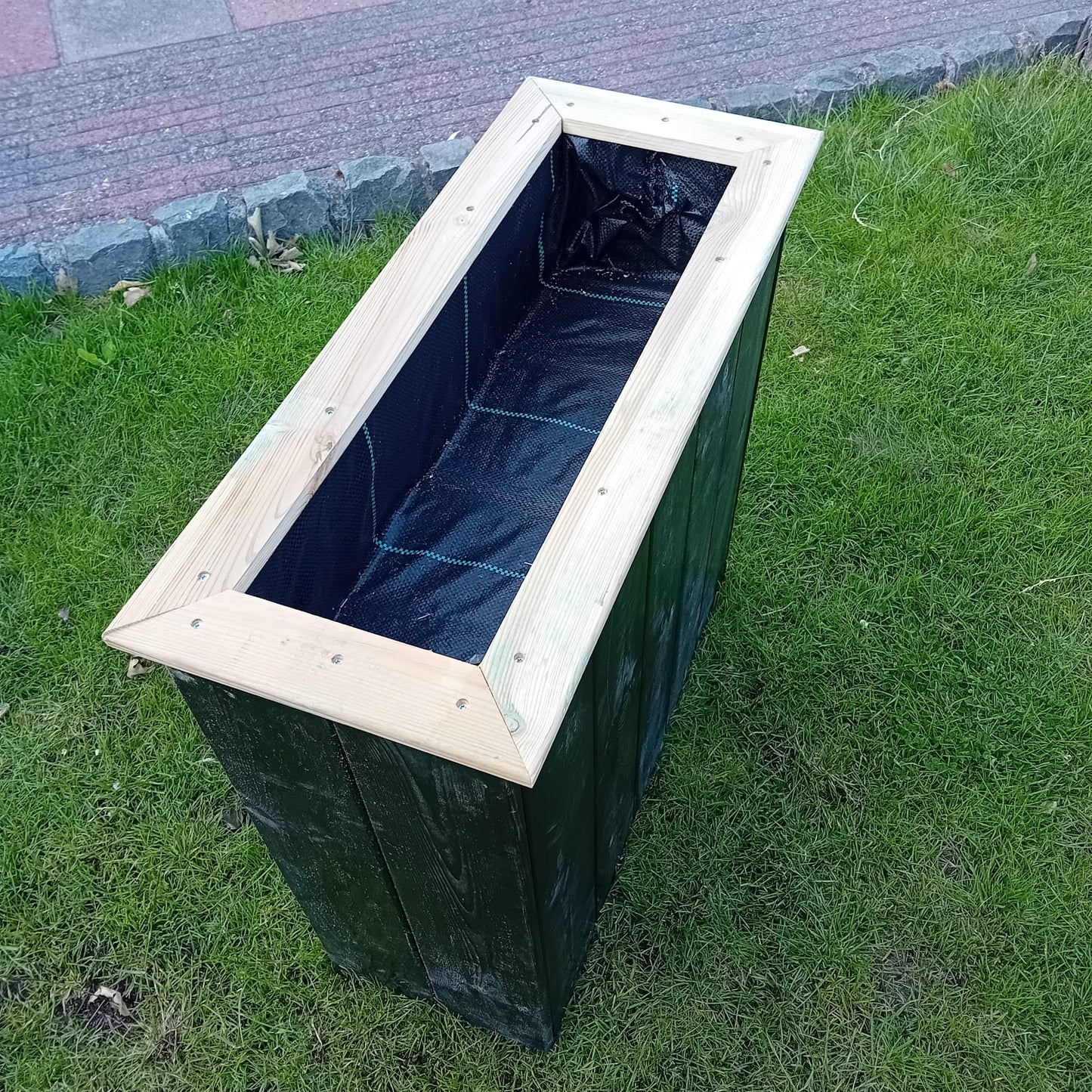 Houttan Zwarte Plantenbak – 75×30×70 cm