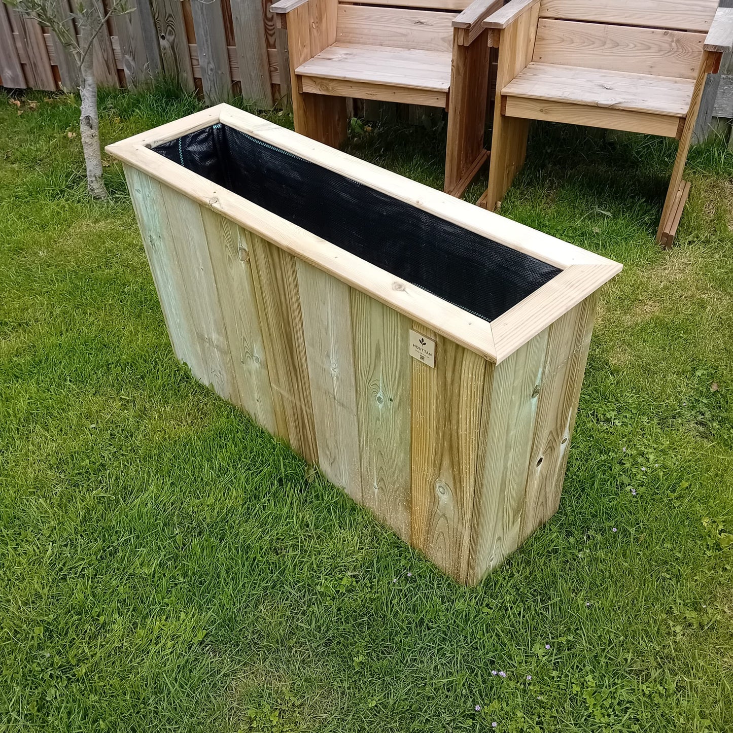 Handgemaakte geïmpregneerde grenen plantenbak 100×30×60 cm – inclusief worteldoek – Houttan