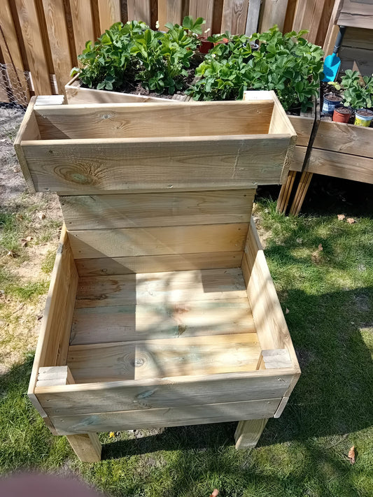 Houttan Moestuinbak met Rek – 60×60×110 cm