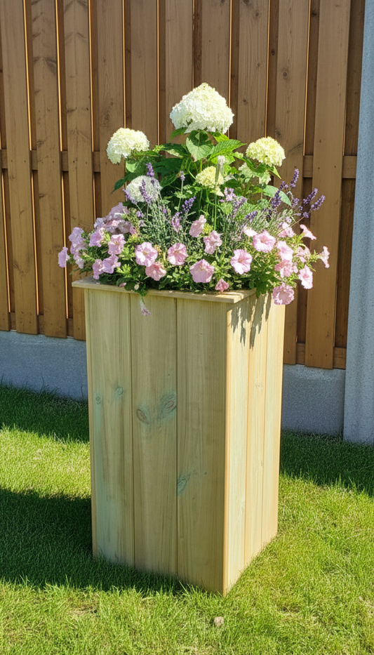 Houttan Plantenbak – 45×45×80 cm | extra hoogte, diepe wortelruimte