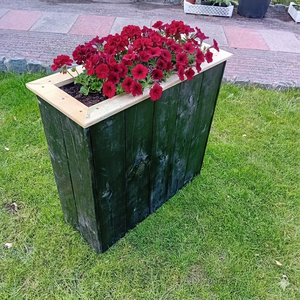 Houttan Zwarte Plantenbak – 75×30×70 cm