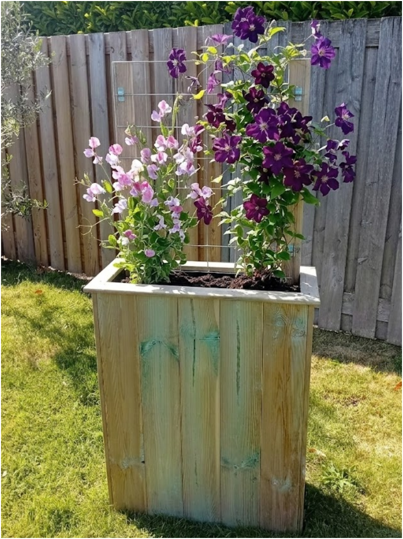 Houttan Plantenbak met Gaasrek – Voor Groenten & Klimplanten (75×30×80 cm)