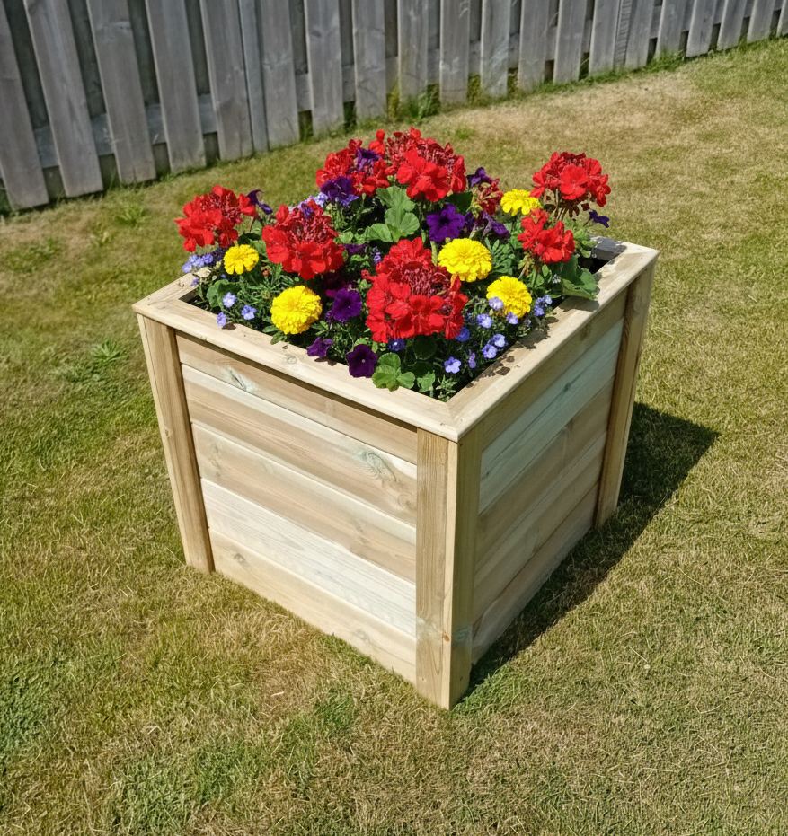 Houttan Plantenbak – 70 × 70 × 70 cm | diepe wortelruimte