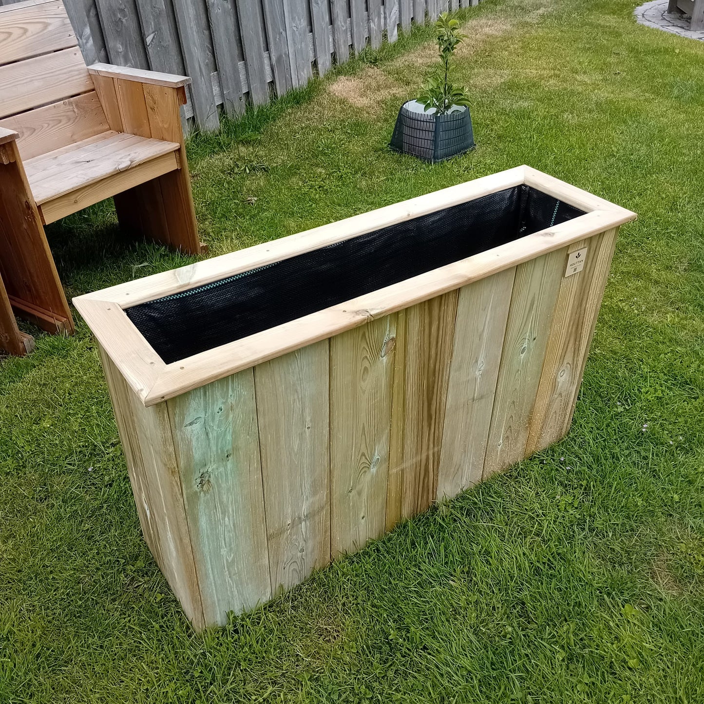 Handgemaakte geïmpregneerde grenen plantenbak 100×30×60 cm – inclusief worteldoek – Houttan