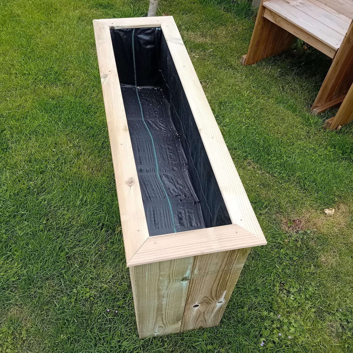 Handgemaakte geïmpregneerde grenen plantenbak 100×30×60 cm – inclusief worteldoek – Houttan