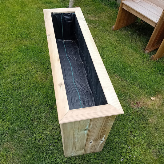 Handgemaakte geïmpregneerde grenen plantenbak 100×30×60 cm – inclusief worteldoek – Houttan
