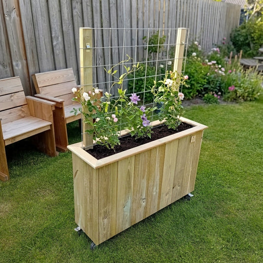 Handgemaakte plantenbak met gaasrek 100x30x70 cm – geïmpregneerd grenen