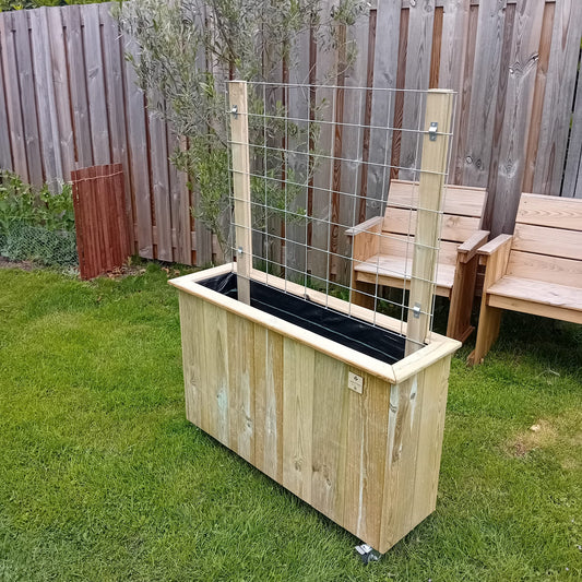 Handgemaakte plantenbak met gaasrek 100x30x70 cm – geïmpregneerd grenen
