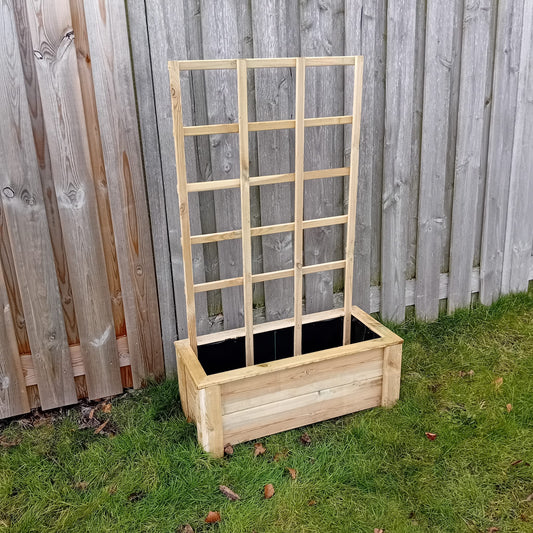 Moestuinbak met rek – 80 × 30 × 30 cm | hoogte incl. rek 140 cm