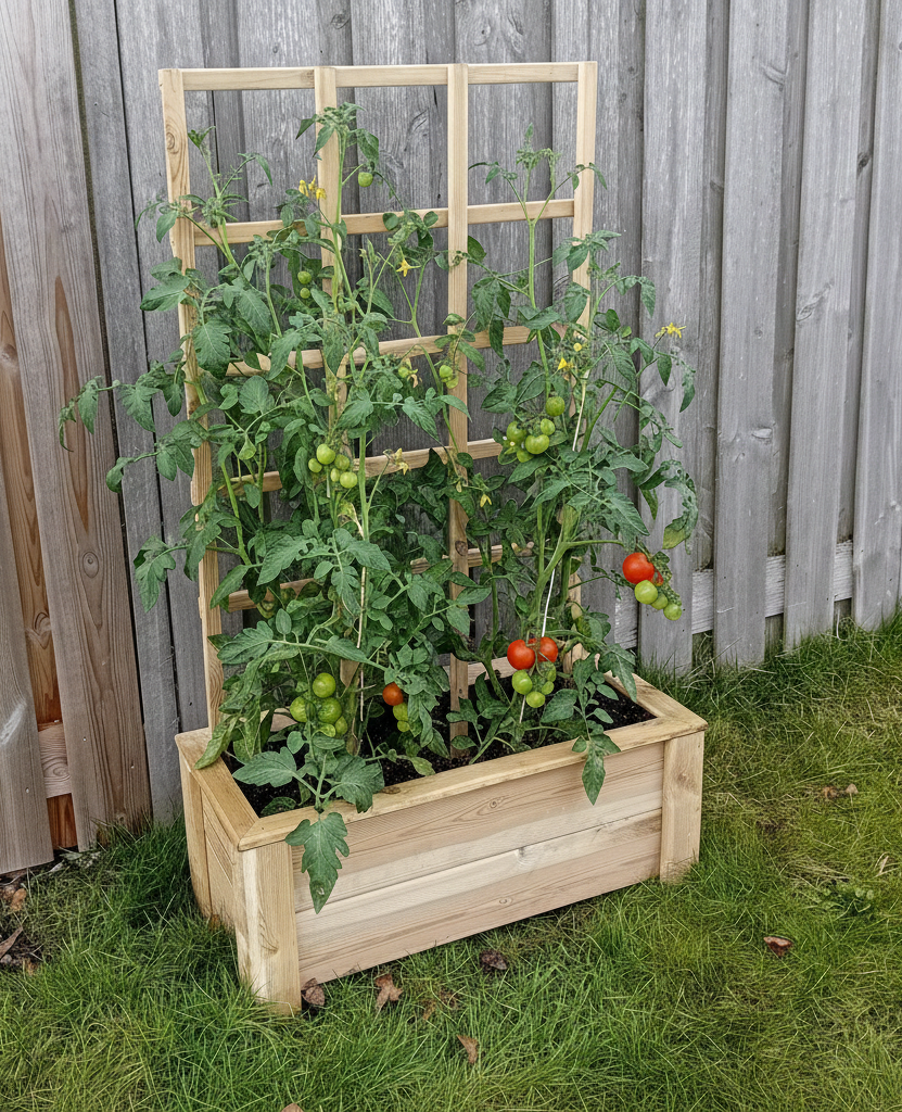 Moestuinbak met rek – 80 × 30 × 30 cm | hoogte incl. rek 140 cm