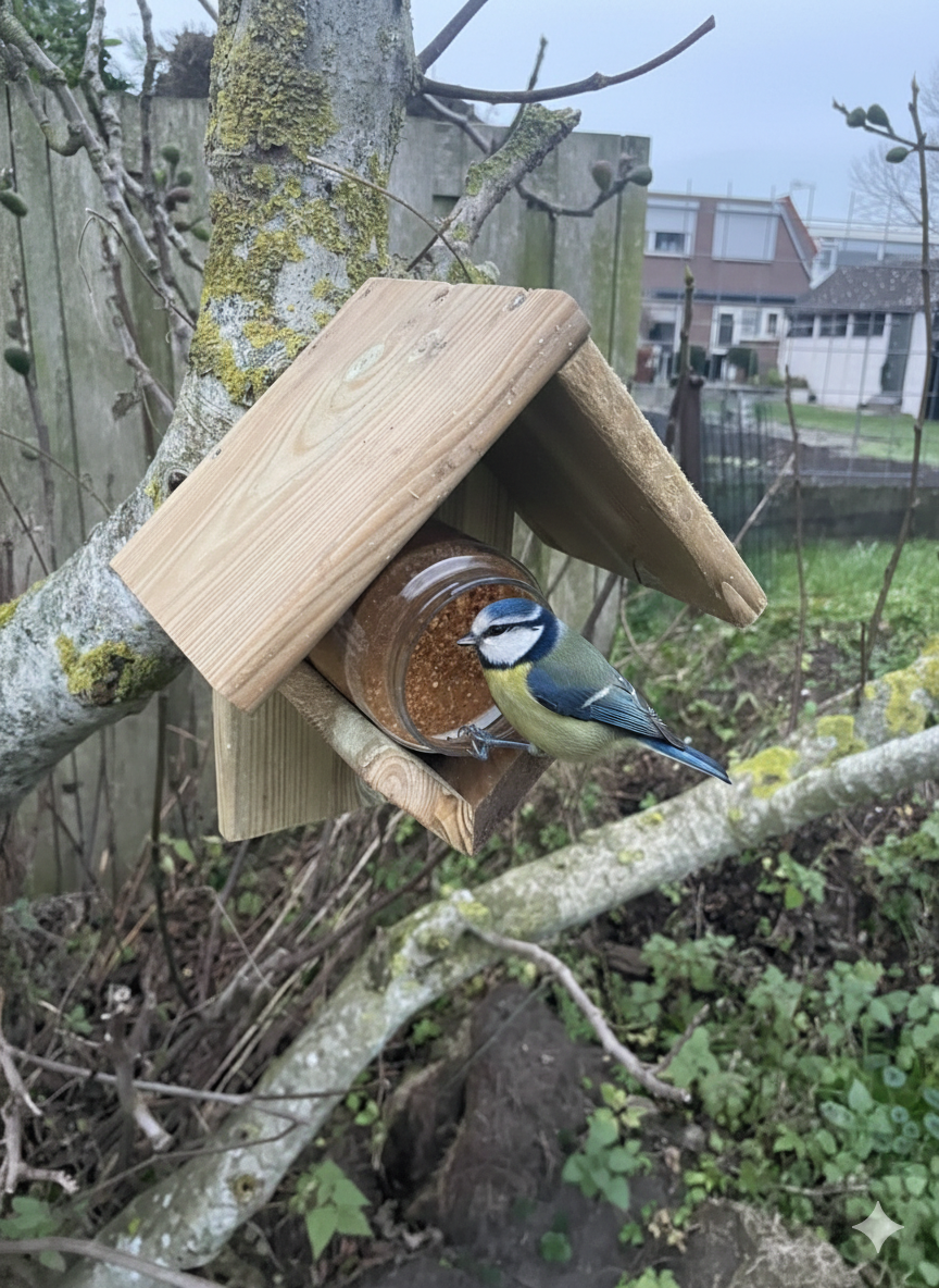 Houttan Houten Voederhuisje Geïmpregneerd Grenen Incl. Pindakaaspot