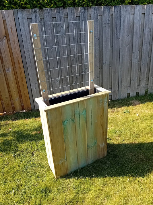 Houttan Plantenbak met Gaasrek – Voor Groenten & Klimplanten (75×30×80 cm)