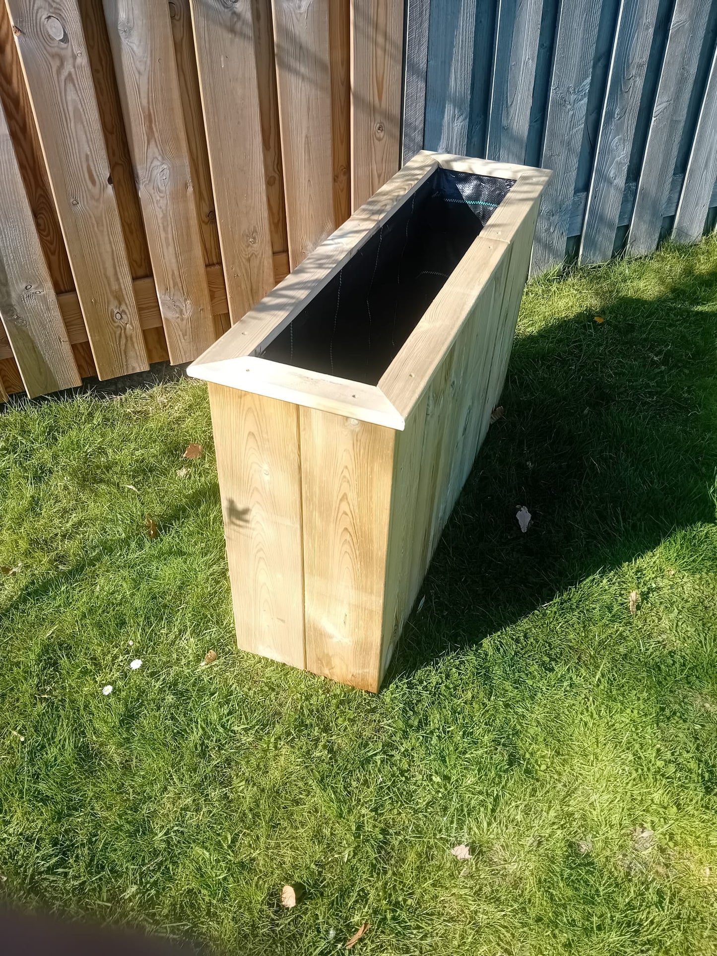 Handgemaakte geïmpregneerde grenen plantenbak 100×30×60 cm – inclusief worteldoek – Houttan