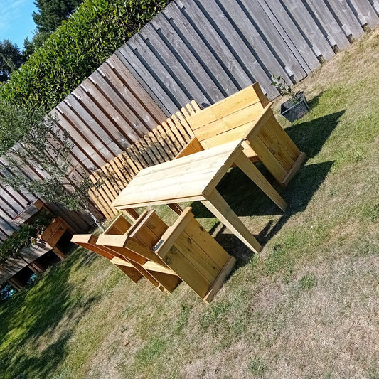 Houttan Tuinset – Genieten in de Tuin (Bank, 2 Stoelen & Tafel)