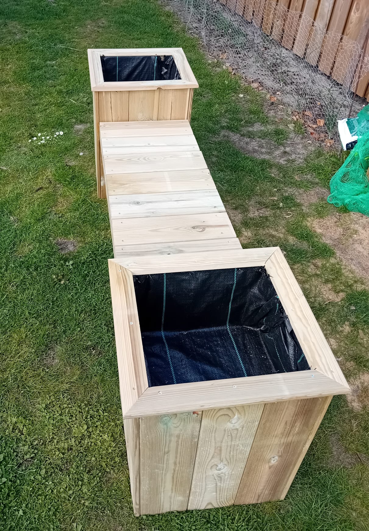 Plantenbank met 2 plantenbakken – Handgemaakte houten tuinset