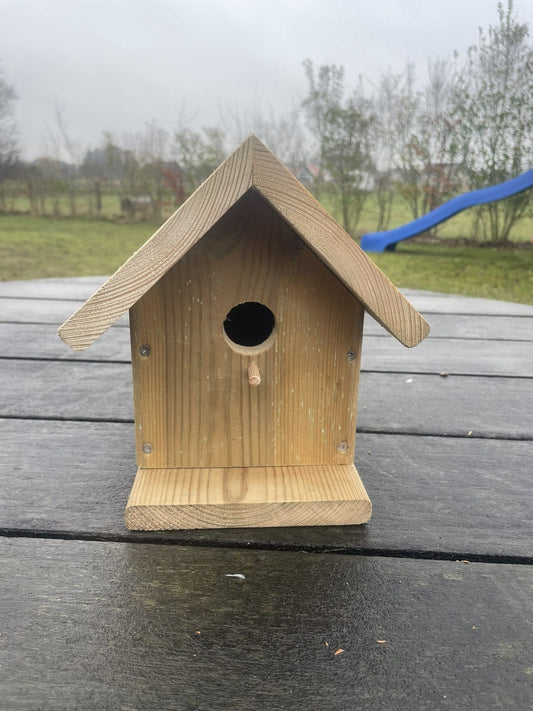 Houttan twee-onder-één-kap vogelhuis